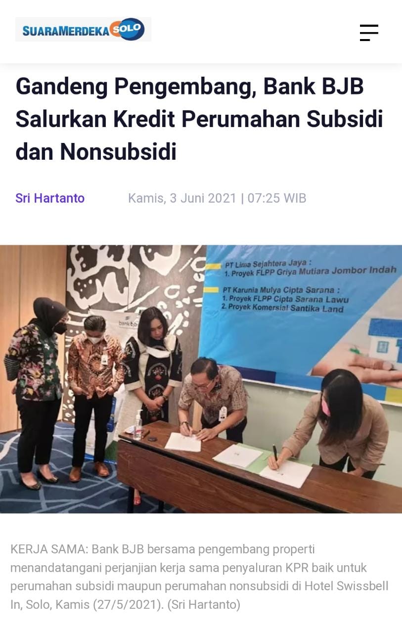 Gandeng Pengembang, Bank BJB Salurkan Kredit Perumahan Subsidi dan Nonsubsidi
