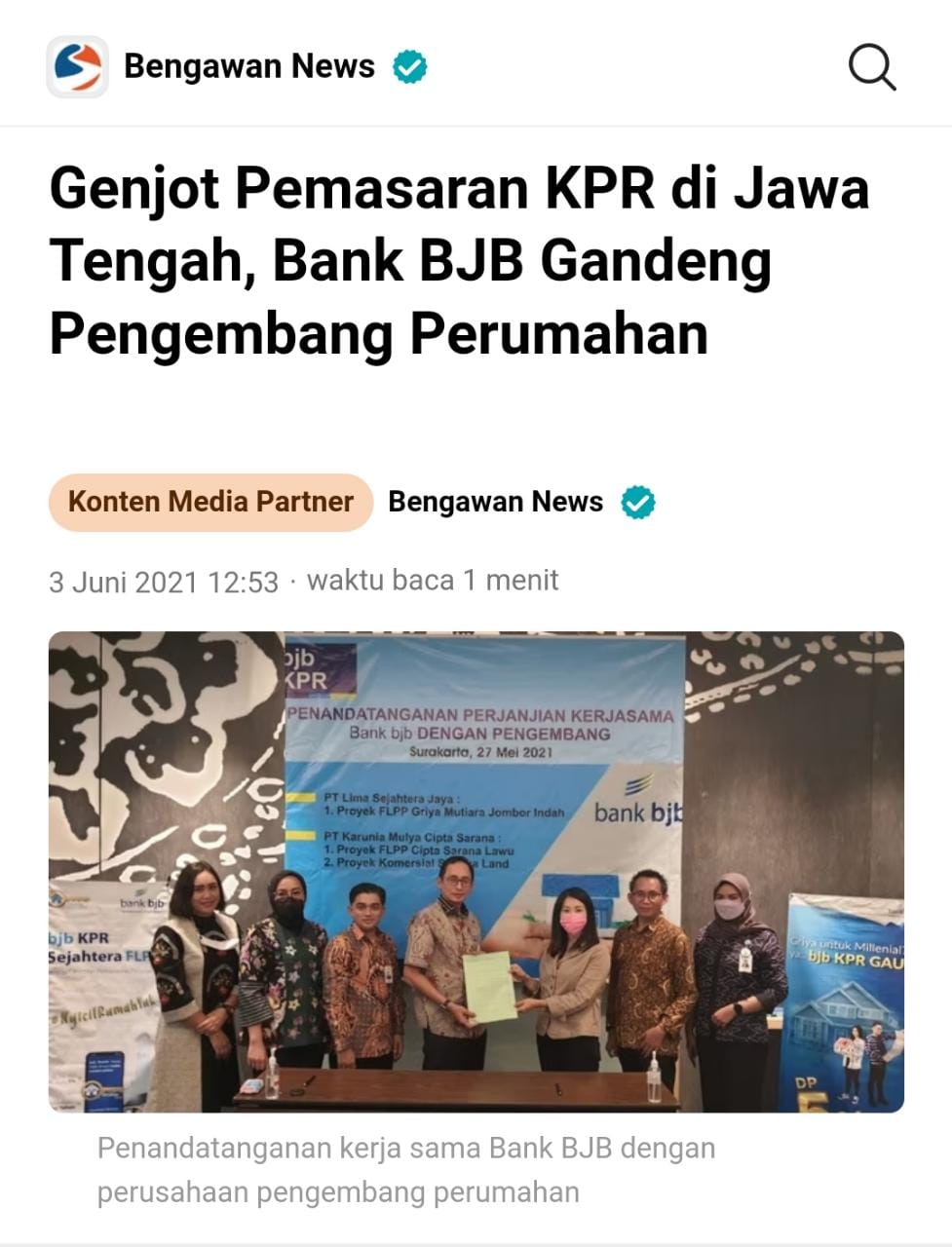 Genjot Pemasaran KPR di Jawa Tengah, Bank BJB Gandeng Pengembang Perumahan